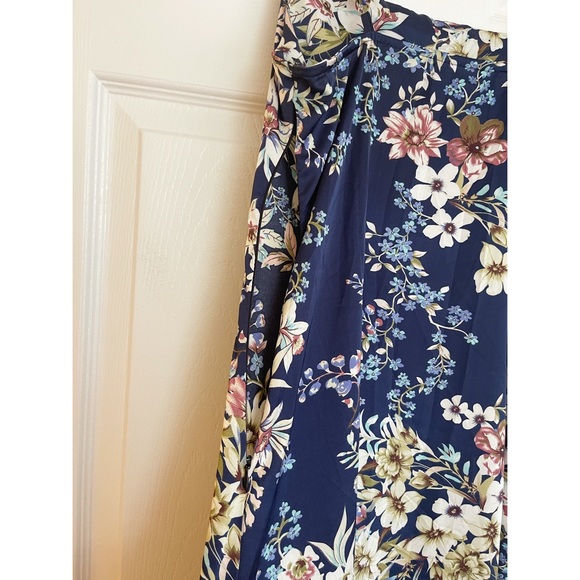 Navy Silk Slit Dress - Picture 3 of 4